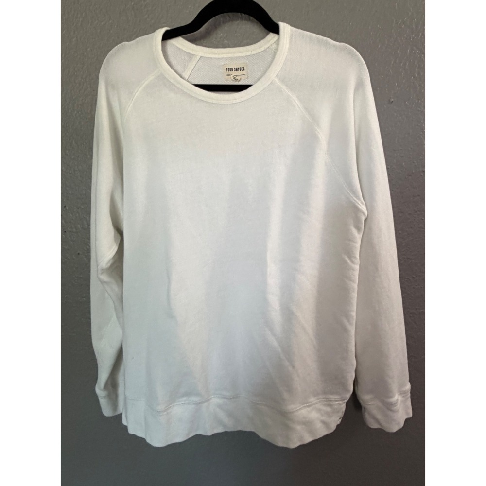 Todd Snyder Mens Cream Cotton French Terry Raglan Sweatshirt Large Lightweight